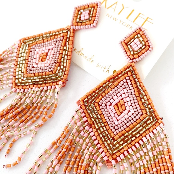 💝 FINAL SALE KAYLEE Handmade Beaded Tassel Earrings- Boho Drop Fringe Ea… - Picture 3 of 10